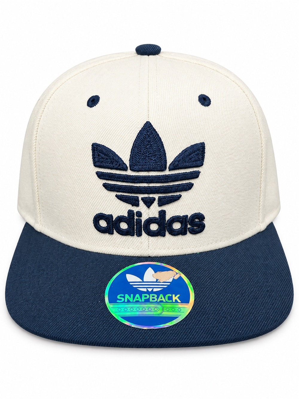 Adidas Originals Big Trefoil Cream Navy Snapback Hat Green Underbrim OSFA